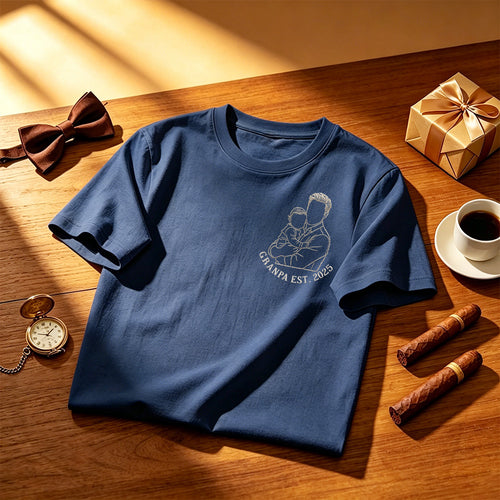 Custom Dad Photo Shirt - Embroidered Dad & Kids Portrait - Personalized Father's Day Keepsake Gift