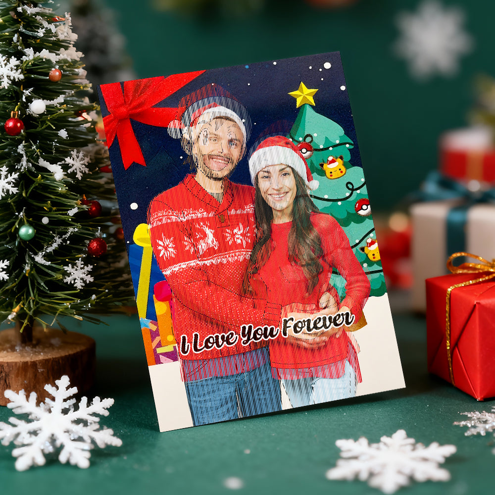 Personalized Lenticular Card Christmas Photo Anime Style Christmas Gift Holiday Greeting Card