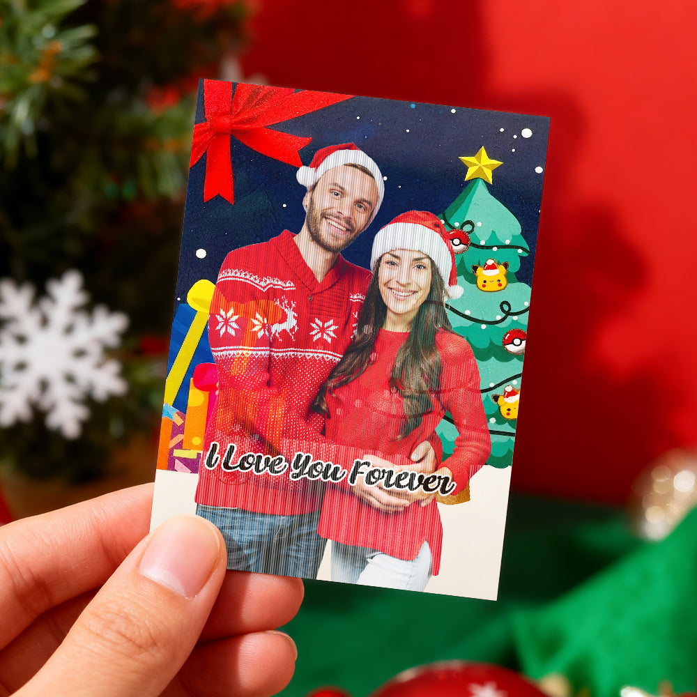 Personalized Lenticular Card Christmas Photo Anime Style Christmas Gift Holiday Greeting Card
