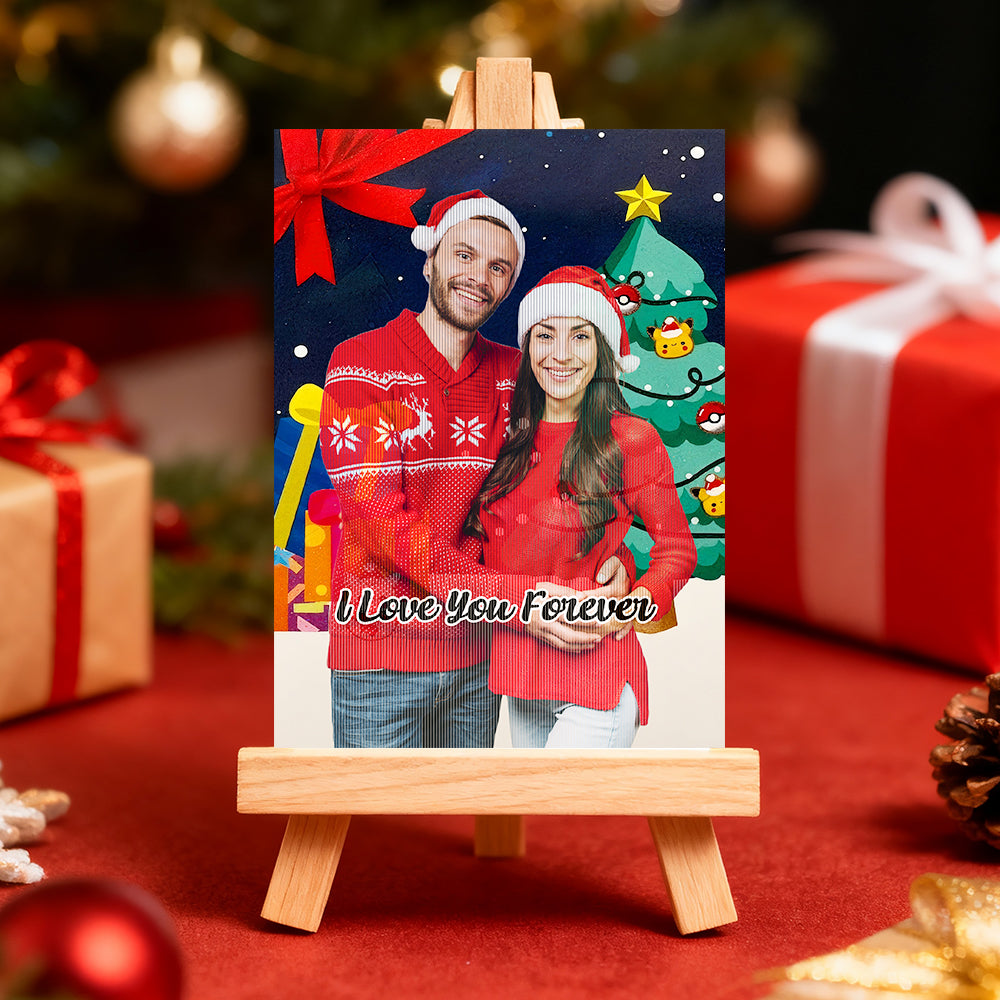Personalized Lenticular Card Christmas Photo Anime Style Christmas Gift Holiday Greeting Card