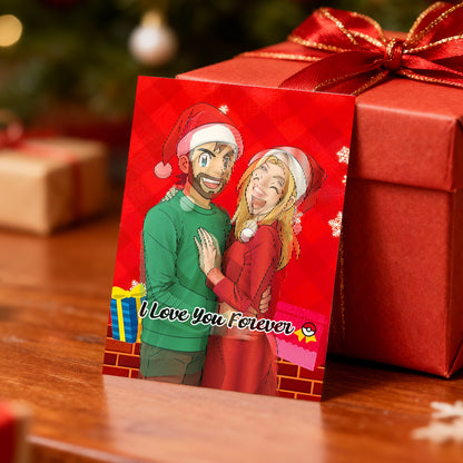 Personalized Lenticular Card Christmas Photo Anime Style Christmas Gift Holiday Greeting Card