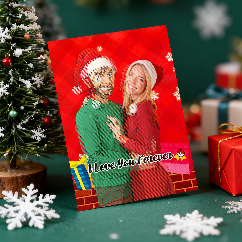 Personalized Lenticular Card Christmas Photo Anime Style Christmas Gift Holiday Greeting Card