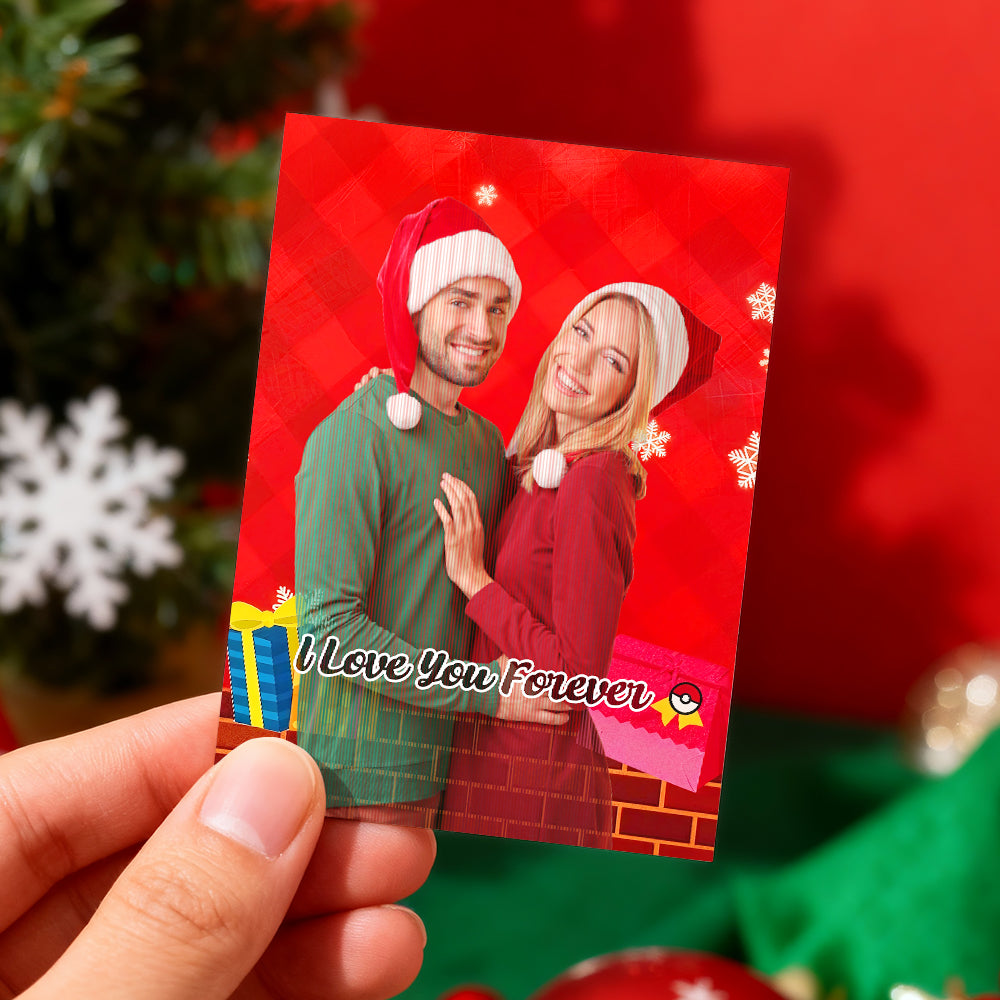 Personalized Lenticular Card Christmas Photo Anime Style Christmas Gift Holiday Greeting Card