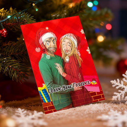 Personalized Lenticular Card Christmas Photo Anime Style Christmas Gift Holiday Greeting Card