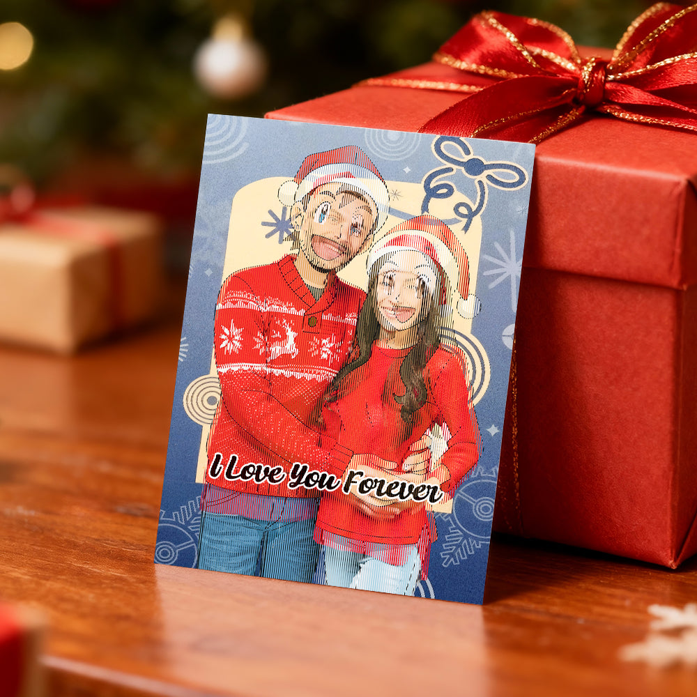 Personalized Lenticular Card Christmas Photo Anime Style Christmas Gift Holiday Greeting Card