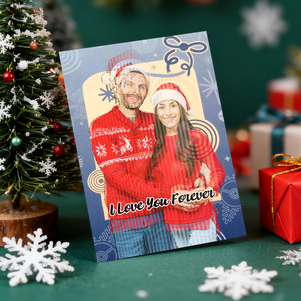 Personalized Lenticular Card Christmas Photo Anime Style Christmas Gift Holiday Greeting Card