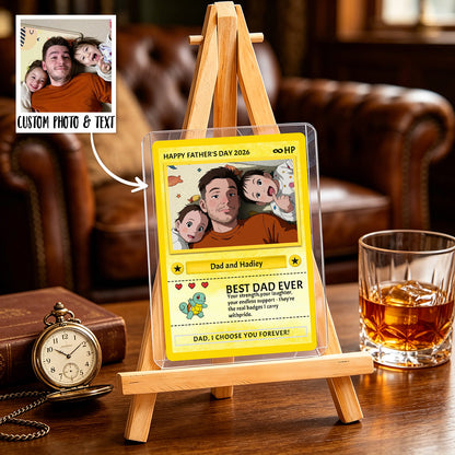 Personalised Father's Day Card - Custom Dad Trading Card with Photo & Names Best Dad Ever Unique Gift for Dad, Grandpa, Husband - Poke S