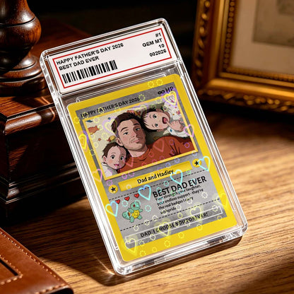 Personalised Father's Day Card - Custom Dad Trading Card with Photo & Names Best Dad Ever Unique Gift for Dad, Grandpa, Husband - Poke S