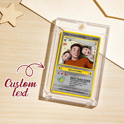 Personalised Father's Day Card - Custom Dad Trading Card with Photo & Names Best Dad Ever Unique Gift for Dad, Grandpa, Husband - Poke S