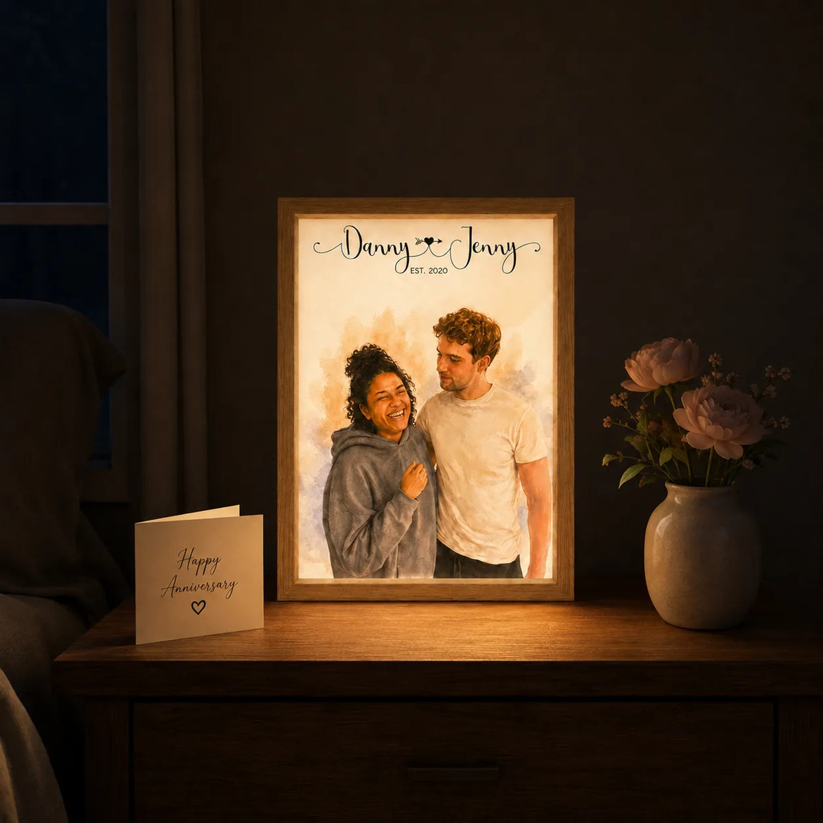 Personalized Couple Photo Light Box – Custom Light-Up Picture Frame