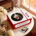 Personalized Mini Record Player with Custom Photo & Song - Unique Music Christmas Gift Center Photo Disc