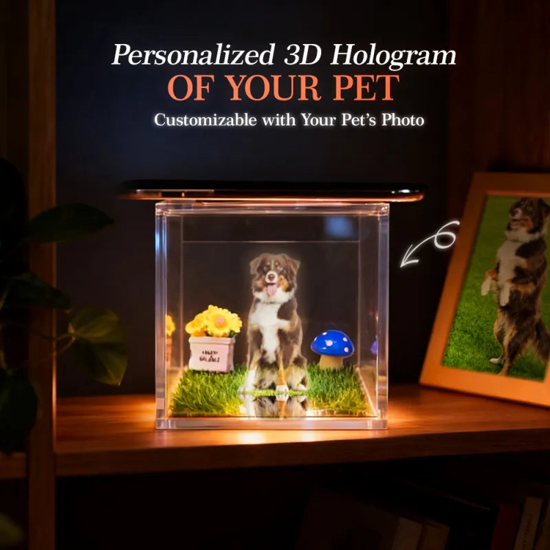 Custom Pet Name & Memorial Date Holographic Digital House – DIY Pet Memorial Ornament Christmas Gift